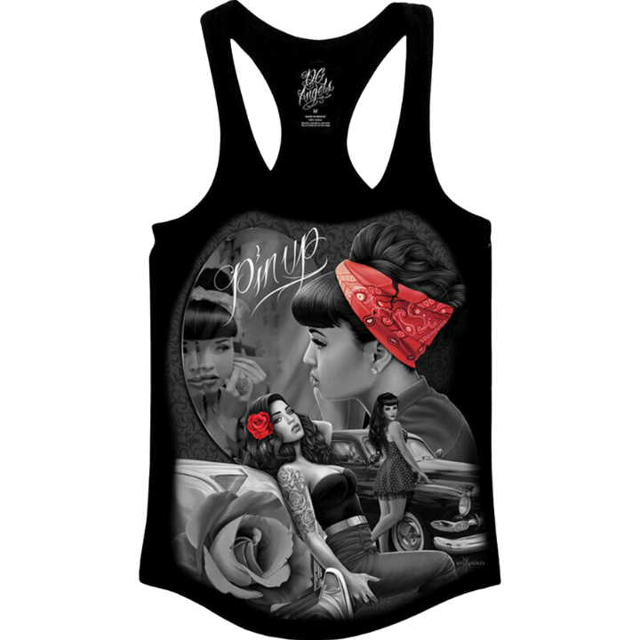 GIRLS TANK PINUP - BLK